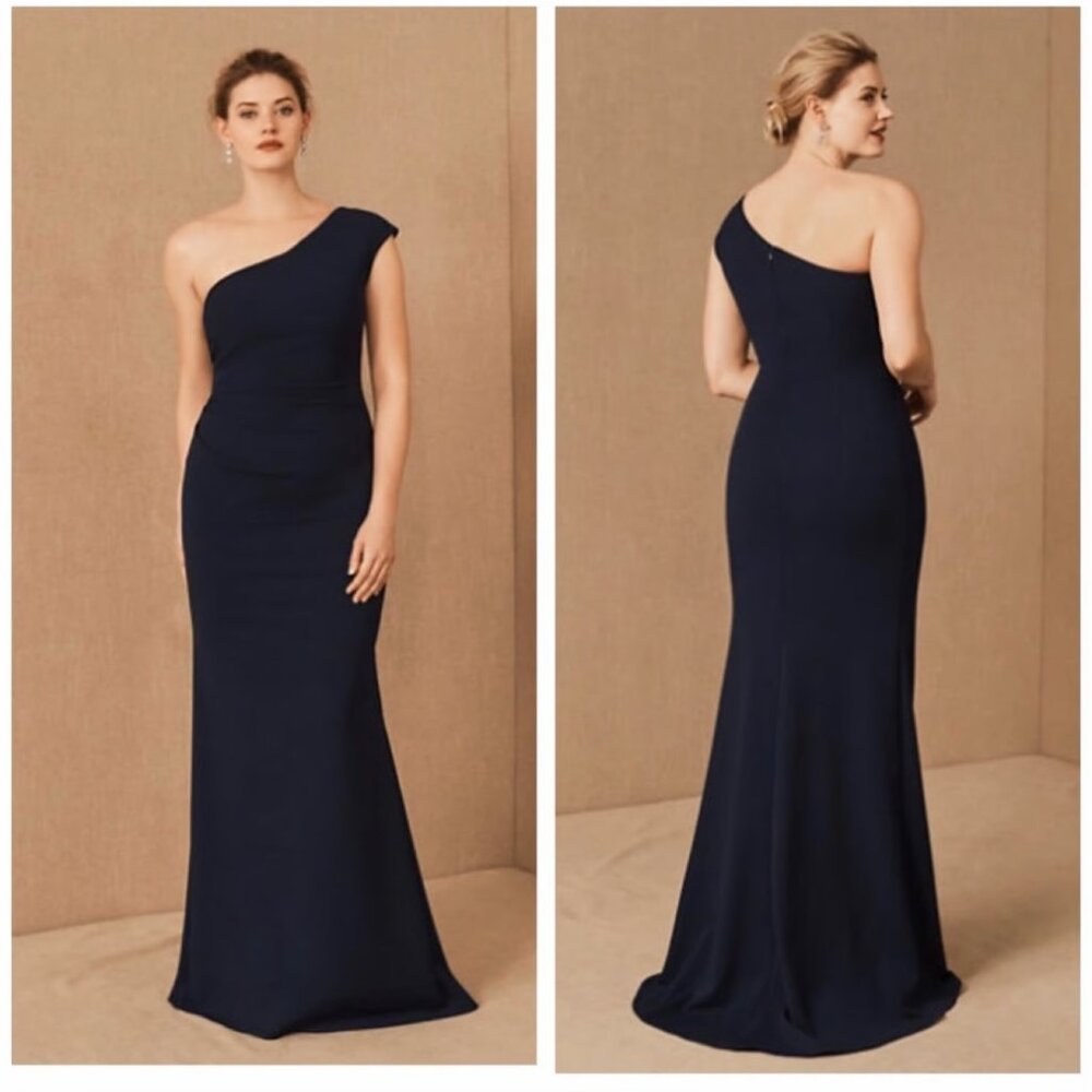 BHLDN Gerri One-Shoulder Crepe Dress Gown